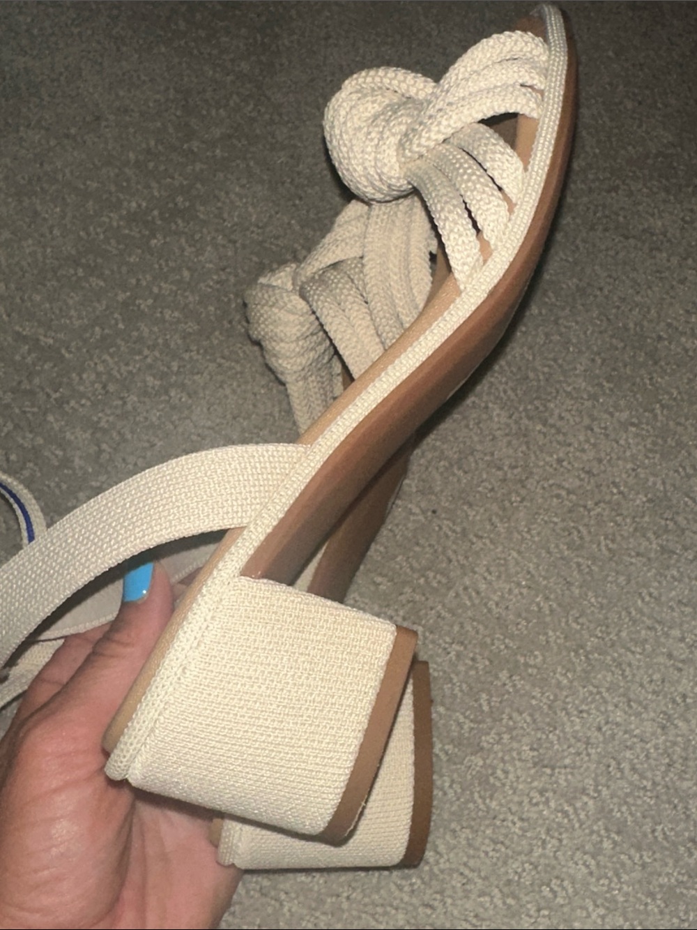 Like New! Rothy's Cream Knotted Ankle-Strap Block Heel - Picture 6 of 6